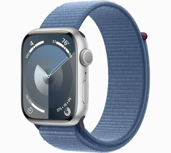 Умные часы Apple Watch Series 9 GPS Silver Aluminium Case with Winter Blue Sport Loop, Silver/Winter Blue