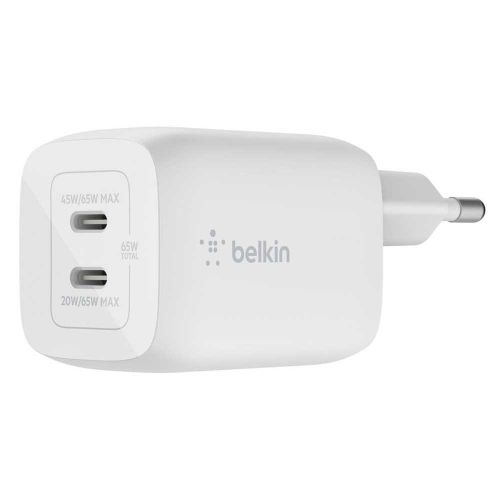 Зарядное устройство Belkin Dual USB-C GaN Wall Charger WCH013VFWH, Белый