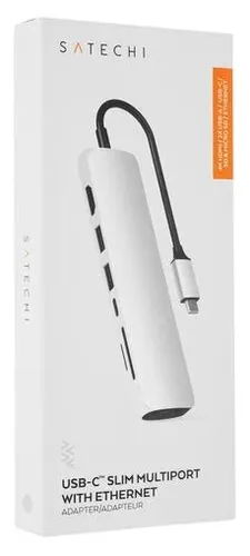 Адаптер Хаб Satechi Aluminum Type-C Slim Multi-Port with Ethernet Adapter ST-UCSMA3S, Серебристый, 120000000 UZS