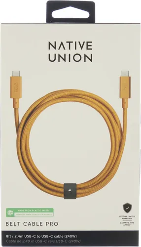 Кабель зарядный Native Union BELT CABLE USB-C/USB-C C-PRO-KRAFT, Kraft, в Узбекистане