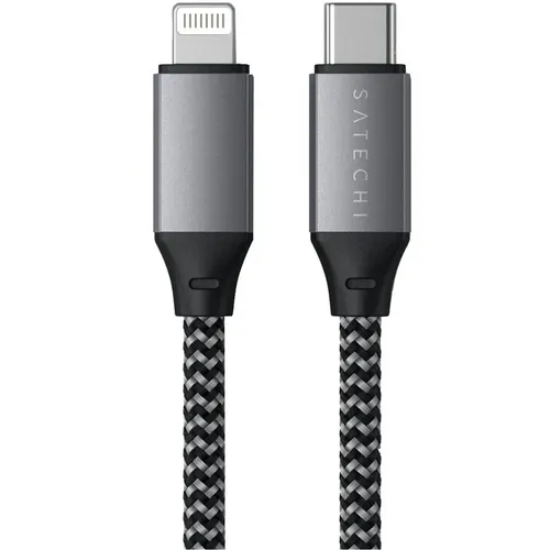 Кабель Satechi USB-C to Lightning MFI Cable. Длина кабеля: 25 см. Цвет: серый космос., Серый, в Узбекистане