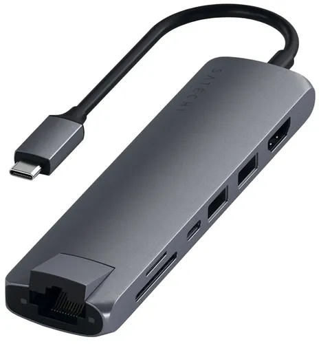 Адаптер USB-C Satechi Type-C Slim Multiport with Ethernet Adapter ST-UCSMA3K, Черный, в Узбекистане