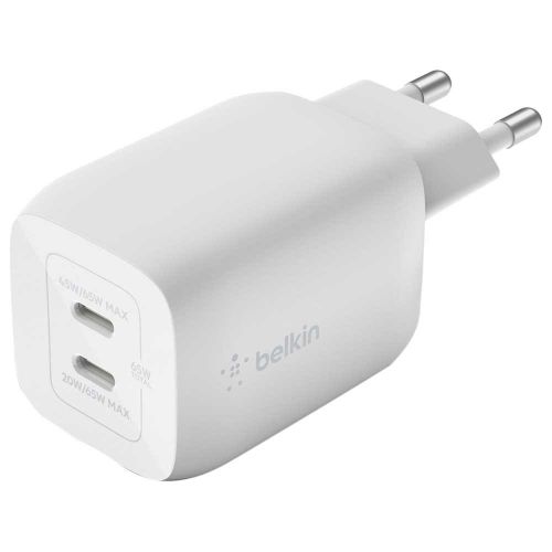 Зарядное устройство Belkin Dual USB-C GaN Wall Charger WCH013VFWH, Белый, в Узбекистане