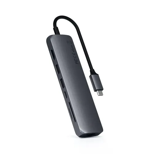 Адаптер USB-C Adapter Satechi Type-C Slim Multiport with Ethernet Adapter ST-UCSMA3M, Серый