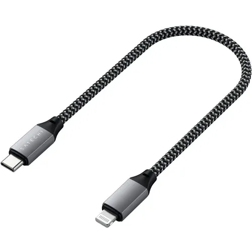 Кабель Satechi USB-C to Lightning MFI Cable. Длина кабеля: 25 см. Цвет: серый космос., Серый, фото