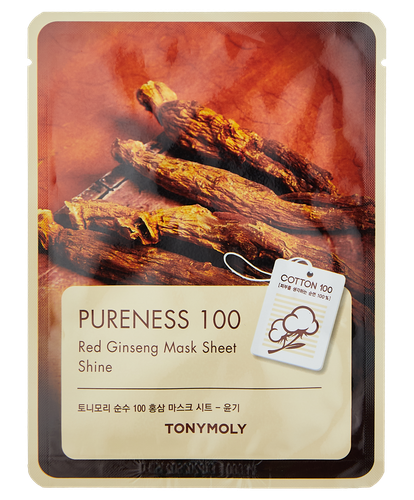 Маска для лица Tony Moly Purenes 100 RED Ginseng Mask Sheet TM00000226, 21 мл