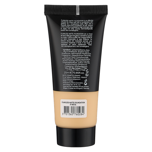 NOTE Flawless Matte Foundation SPF15 tonal kremi, 01, 25 ml, в Узбекистане