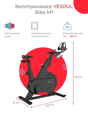 Умный велотренажер Xiaomi YESOUL M1 Exercise Bike, Черный, arzon