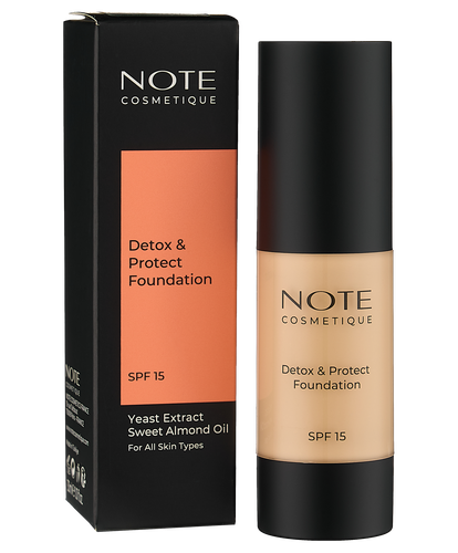 Тональный крем  NOTE Detox and  Protect Foundation SPF15, 02, 30 мл