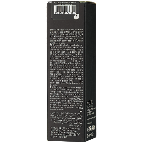 NOTE Detox and  Protect Foundation SPF15 tonal kremi, 100, 30 ml, купить недорого