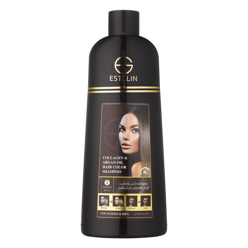 Шампунь-краска для волос Collagen & argan oil hair color shampoo Dark brown, 400 мл, купить недорого