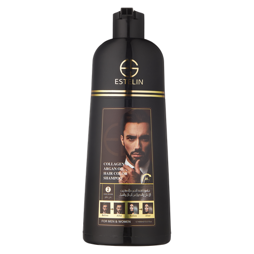 Шампунь-краска для волос Collagen & argan oil hair color shampoo Dark brown, 400 мл