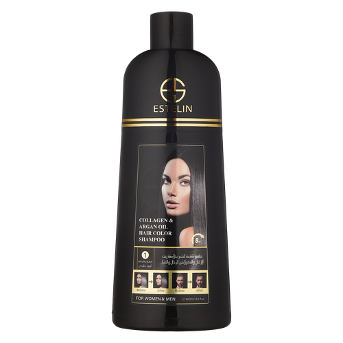 Шампунь-краска для волос Collagen & argan oil hair color shampoo Natural black, 400 мл, в Узбекистане