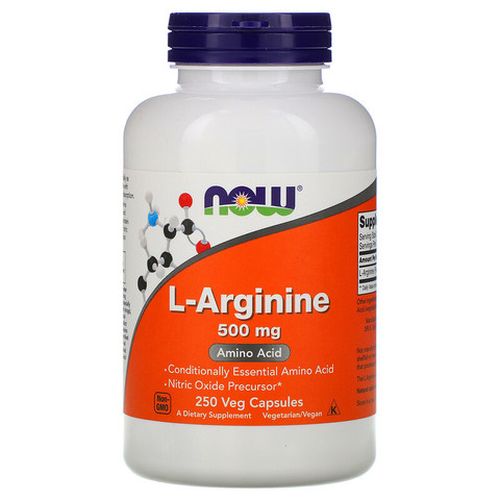 Аргинин Now L-Arginine, 125 порций, 250 капсул