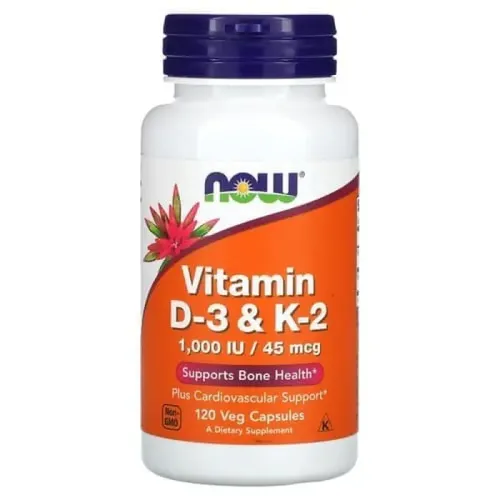 Витамины Now Vitamin D3 1000 IU +, K2 120 порций, 120 капсул