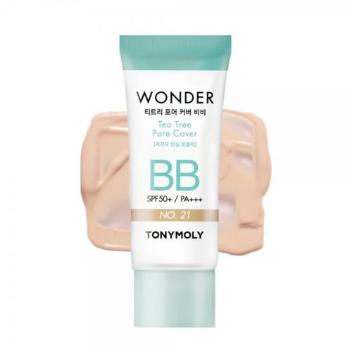 Тональный Tony Moly Wonder Tea Tree Pore Cover BB Cream SPF 50+ PA+++, №-21, 30 мл, купить недорого