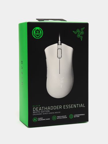 Игровая мышь Razer Deathadder Essential B100172-2, Белый, в Узбекистане