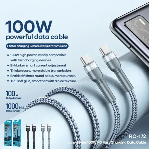 Кабель Remax RC-172 charging data cable C-C, Серый