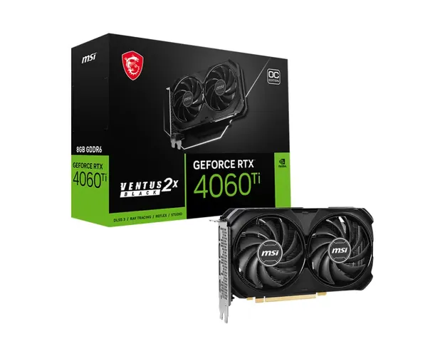 Videokarta MSI GeForce RTX4060Ti Ventus 2X Black OC 912-V515-024 | 8 GB | 128 Bit | GDDR 6