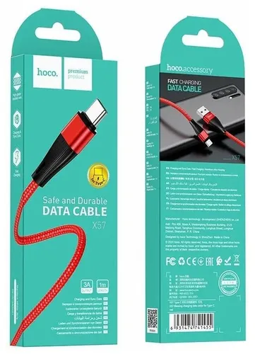 Кабель Hoco X57 Blessing charging data cable for Type-C, Красный