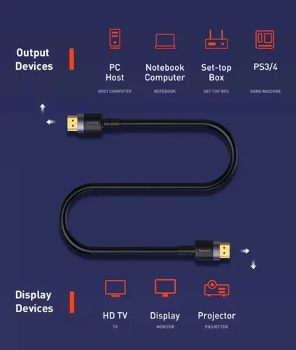 Кабель HDMI BASEUS CADKLF-H01, Черный, в Узбекистане