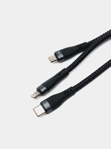 Кабель Remax RC-199th 3in1 fast charging cable, Черный, купить недорого