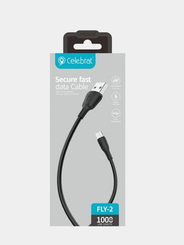 Кабель Celebrat FLY-2M Secure Fast Data Cable Micro, Черный