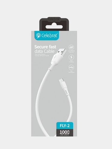 Кабель Celebrat FLY-2M Secure Fast Data Cable Micro, Белый