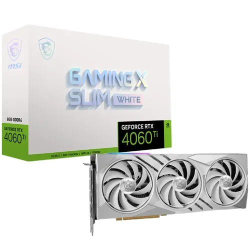 Videokarta MSI GeForce RTX 4060Ti Gaming X Slim White 912-V515-068 | 8 GB | 128 Bit | GDDR 6