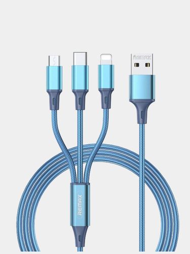 Кабель Remax RC-189th 3-in-1 Charging Cable, Голбуой