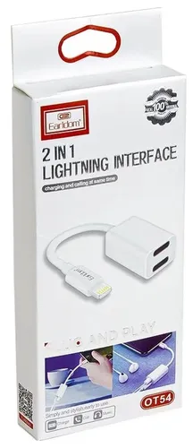 Переходник Earldom ET-OT54 2IN1 Lightning interface, Белый, в Узбекистане