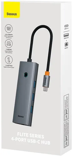 Переходник BASEUS Flite Series 4-Port HUB, Серый, в Узбекистане