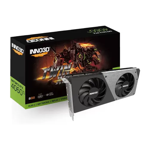 Видеокарта Inno3D GeForce RTX 4060Ti Twin X2 N406T2-08D6-171153N | 8 GB | 128 Bit | GDDR 6, купить недорого