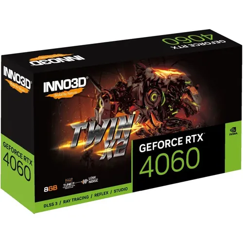 Видеокарта Inno3D GeForce RTX4060 Twin X2 N40602-08D6-173051N | 8 GB | 128 bit | DDR 6, купить недорого