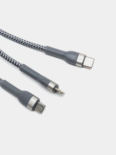 Кабель Remax RC-124th 3-in-1 Charging Cable A, Серый, в Узбекистане