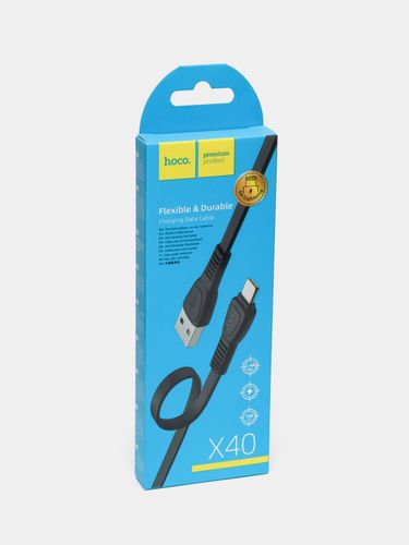 Кабель Hoco X40 Noah charging data cable for iP, Черный