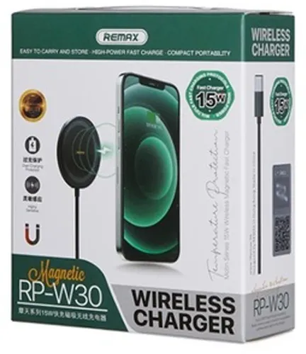 Zaryadlash qurilmasi Remax RP-W30 Motin Series Wireless Magnetic 15, qora, в Узбекистане