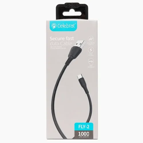 Кабель Celebrat FLY-2T Secure Fast Data Cable Type-c, Черный