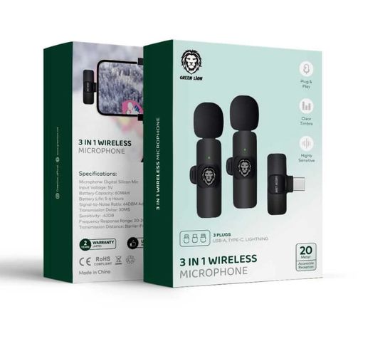 Петличный микрофон Green Lion Wireless Microphone, Черный, купить недорого