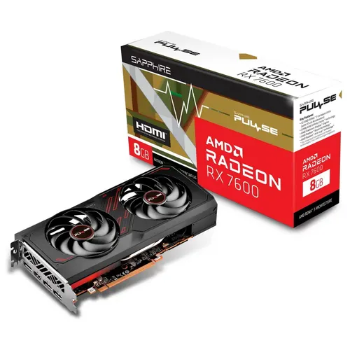 Видеокарта Sapphire Pulse Amd Radeon RX7600 Gaming OC 11324-01-20G | 8 GB | GDDR 6 | HDMI