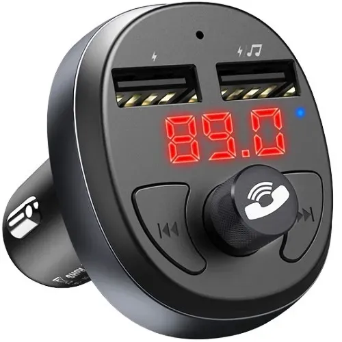 Автомобильное зарядное устройство Hoco E41 In-car audio wireless FM transmitter, Черный