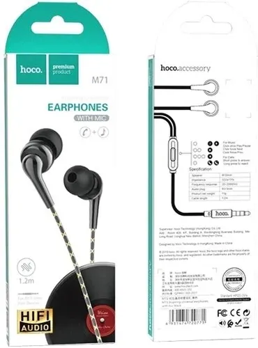 Наушники Hoco M71 Inspiring universal earphones, Черный, купить недорого