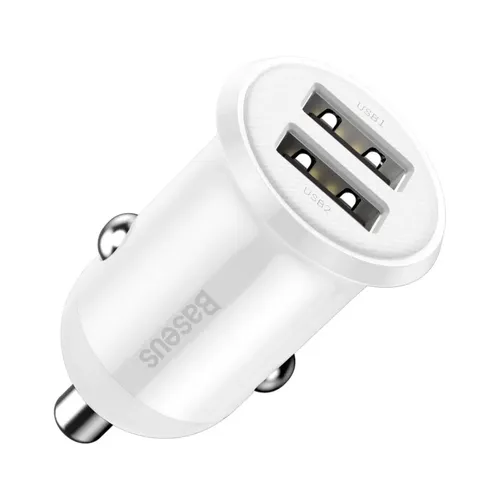 Avtomobil zaryadlash qurilmasi Baseus Grain Pro Car Charger Dual A1500, oq