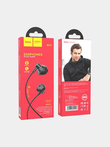 Наушники Hoco M75 Belle Universal earphones, Черный, купить недорого