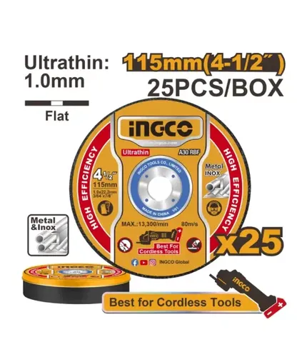 Набор сверхтонких отрезных дисков по металлу Ingco MCD11011525, 25 шт