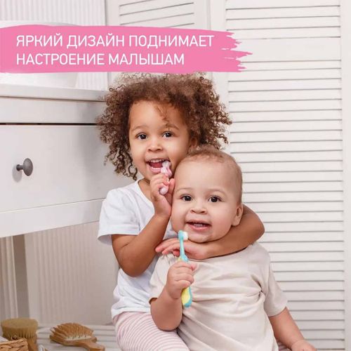 Набор зубных шеток Roxy-Kids Smile, 2 шт, Розовый-Зеленый, фото № 4