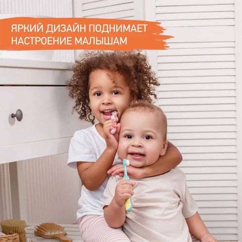 Набор зубных шеток Roxy-Kids Smile, 2 шт, Бирюзовый-Розовый, купить недорого