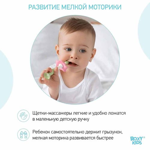 Набор Roxy-Kids Зубная щетка+массажер RTB-006, Салатовый, arzon