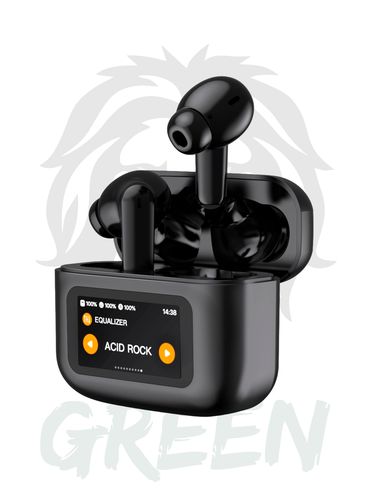 Беспроводные наушники aPods Pro с сенсорным дисплеем, Green Lion Earbuds GL660, Черный