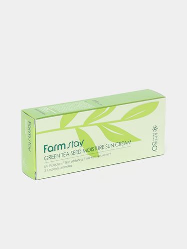 Quyoshdan himoya qiluvchi krem farm stay green tea seed moisture sun cream spf50+/pa+++ 70g, купить недорого